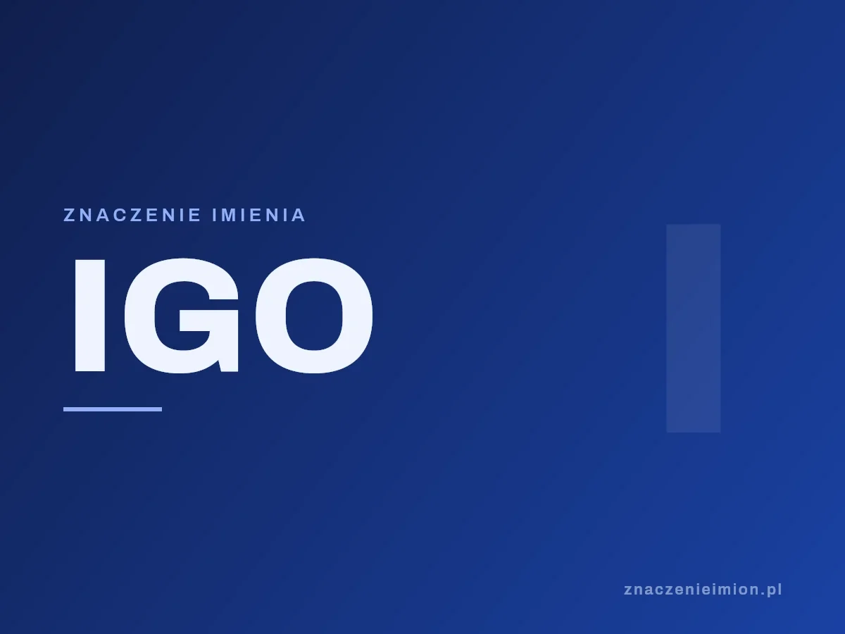 Imię Igo — grafika z serii znaczenie imion, znaczenieimion.pl.