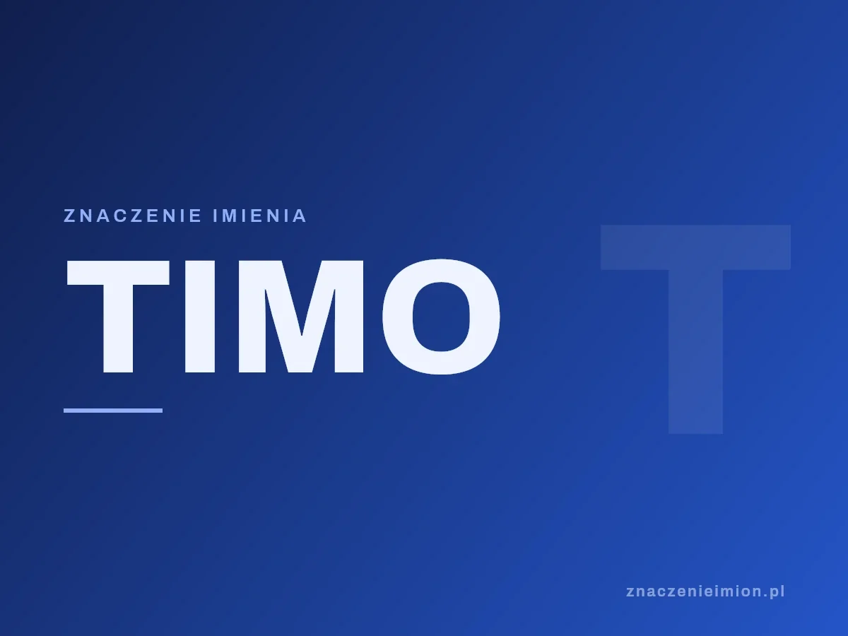 Imię Timo — grafika z serii znaczenie imion, znaczenieimion.pl.