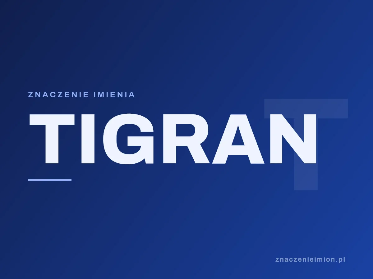 Imię Tigran — grafika z serii znaczenie imion, znaczenieimion.pl.