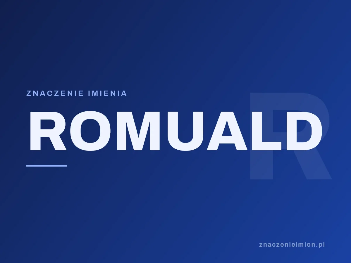 Imię Romuald — grafika z serii znaczenie imion, znaczenieimion.pl.