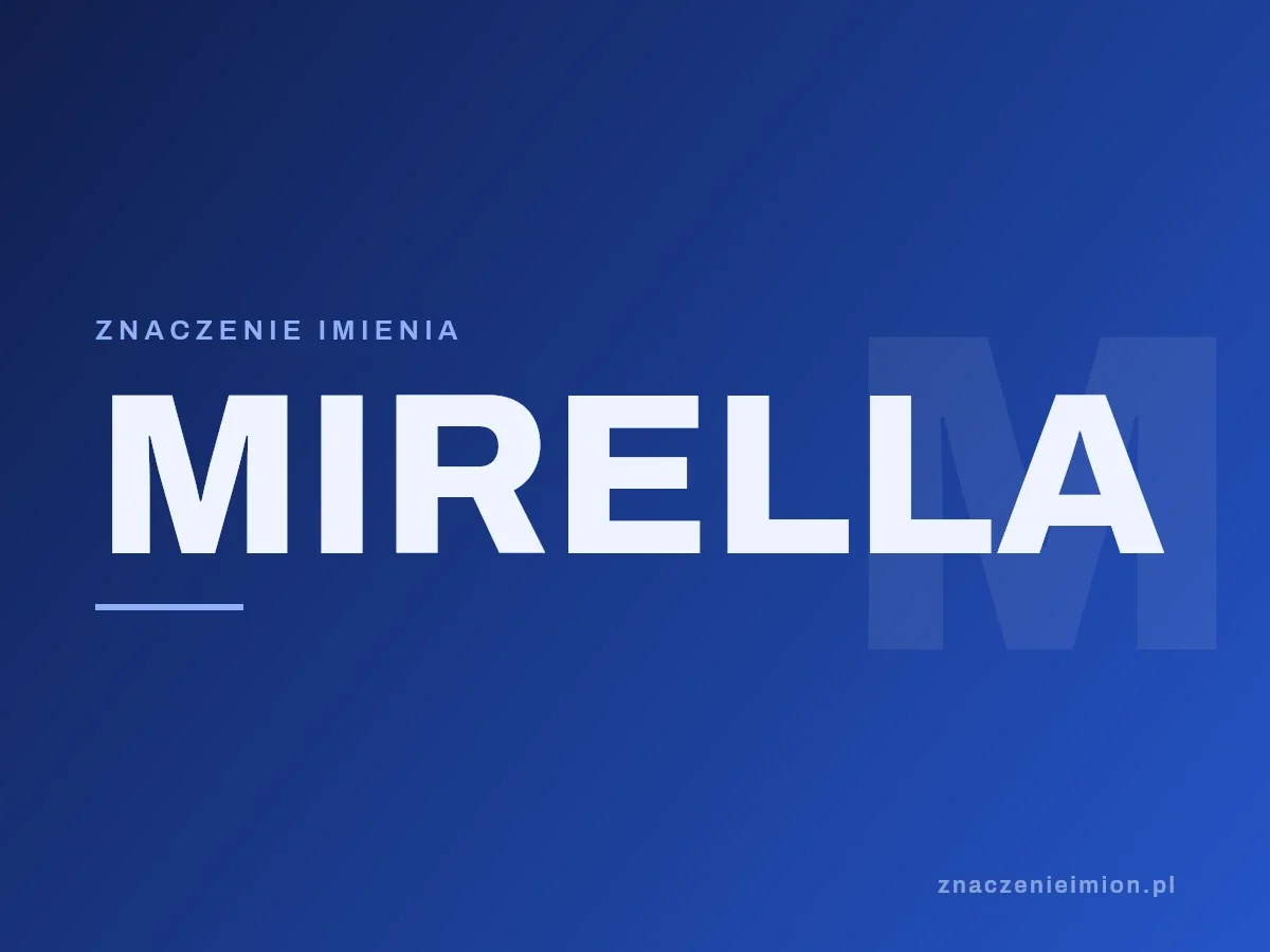 Imię Mirella — grafika z serii znaczenie imion, znaczenieimion.pl.