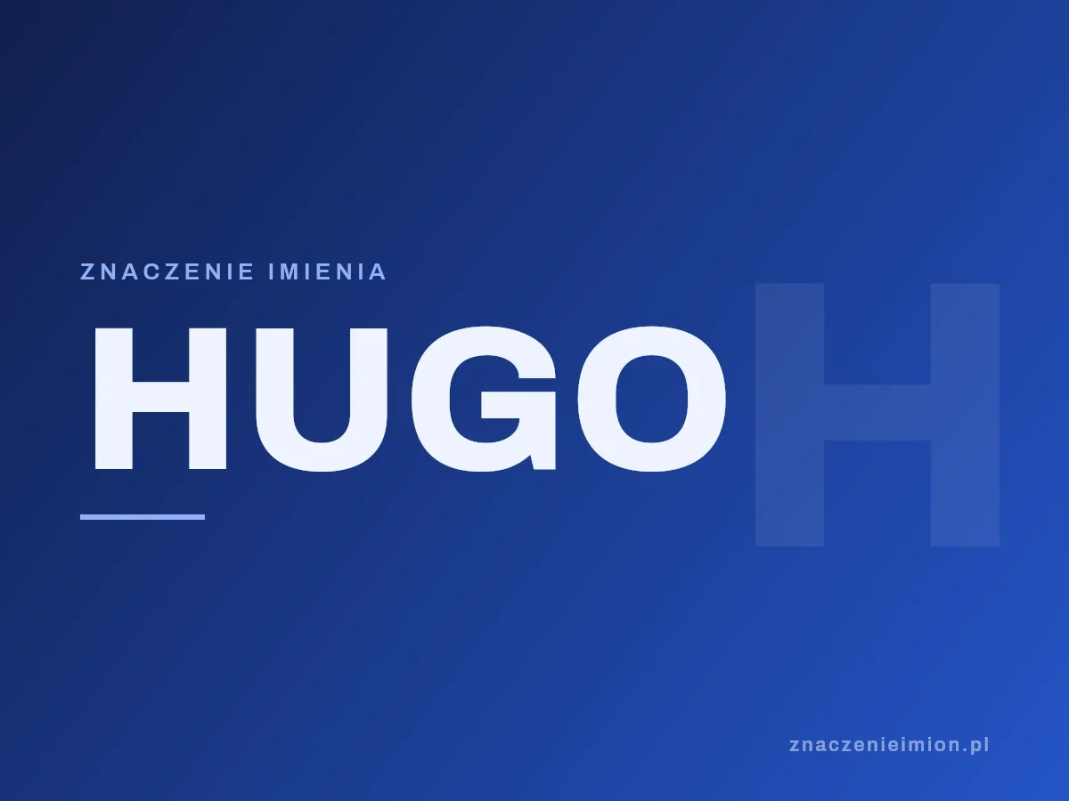 Imię Hugo — grafika z serii znaczenie imion, znaczenieimion.pl.